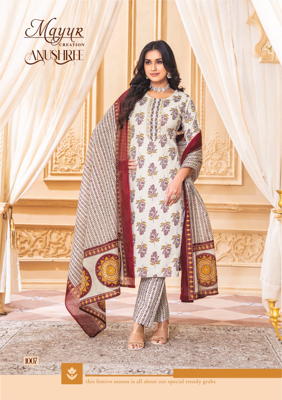 Anushree Vol 1 By Mayur Cotton Printed Kurti With Bottom Dupatta Wholesale Price In Surat
